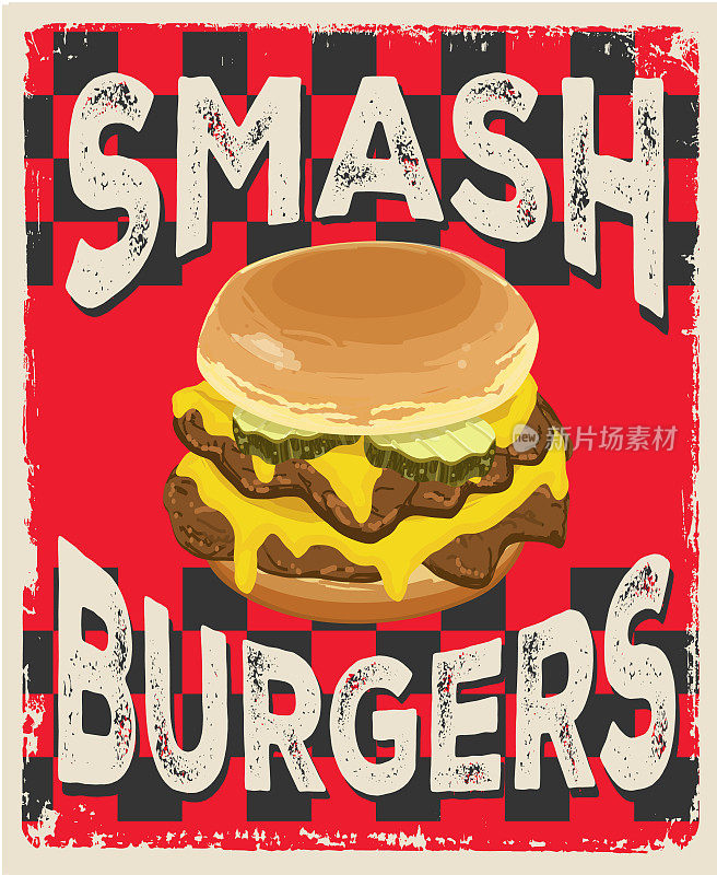 Smash Burgers复古复古餐厅标志设计概念